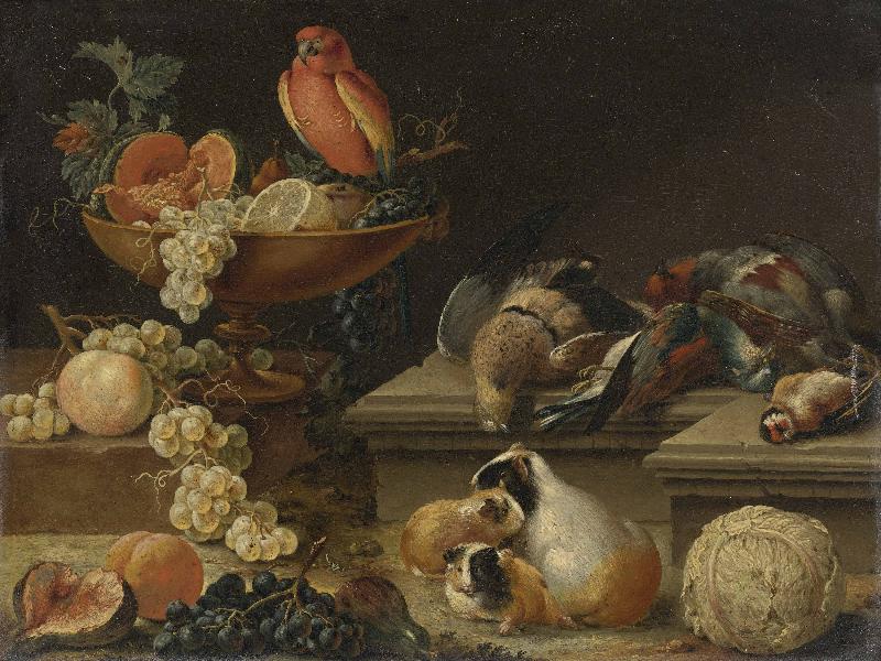 Johann kupetzky Still life with a Parrot oil painting picture